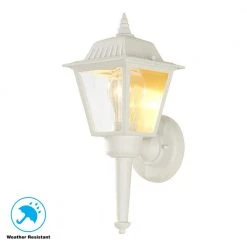 1-Light White Outdoor Wall Lantern Sconce by Hampton Bay