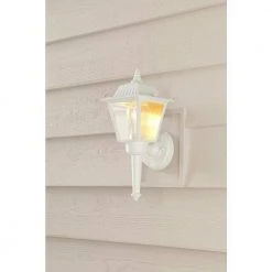 1-Light White Outdoor Wall Lantern Sconce by Hampton Bay -Hampton Bay Sales white hampton bay outdoor sconces hw 5004 76 1000