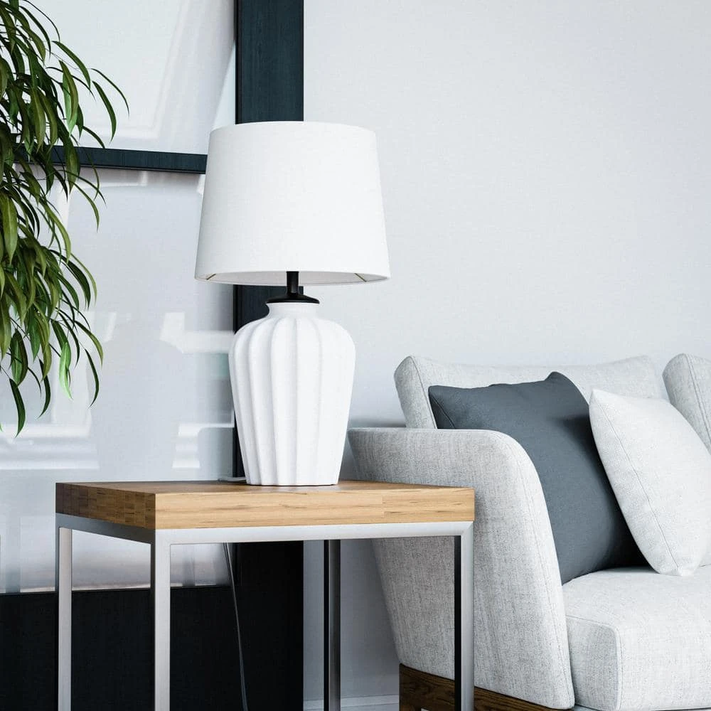 Gianna 23.25 in. White Accent Lamp by Hampton Bay 6 Gianna 23.25 in. White Accent Lamp by Hampton Bay - Image 6