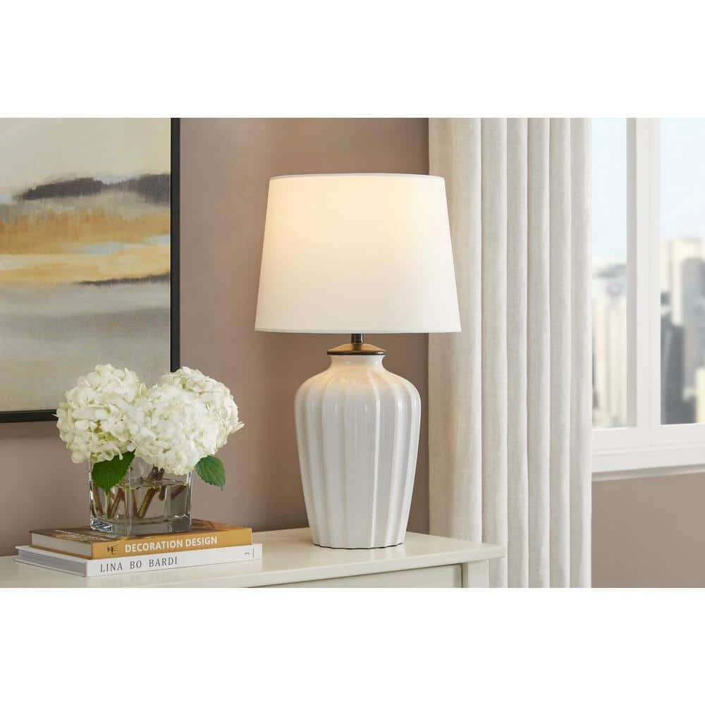 Gianna 23.25 in. White Accent Lamp by Hampton Bay 2 Gianna 23.25 in. White Accent Lamp by Hampton Bay - Image 2