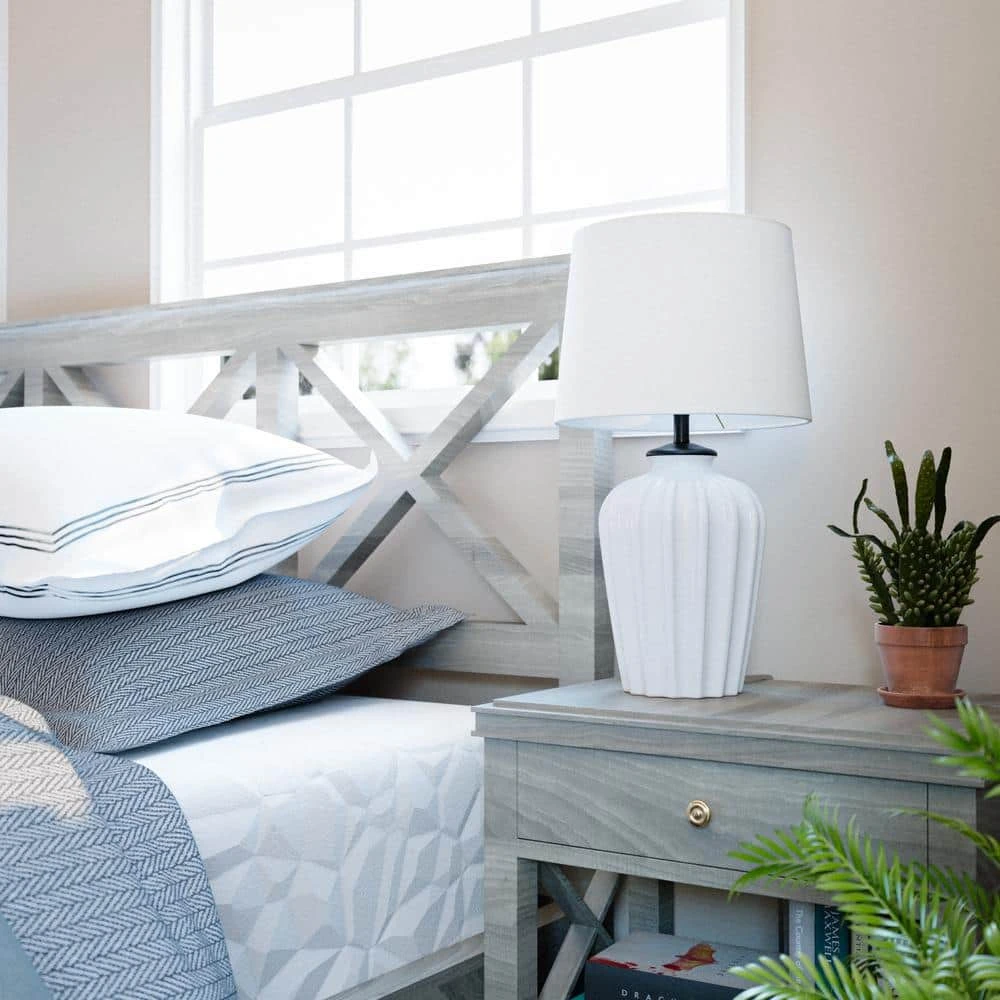 Gianna 23.25 in. White Accent Lamp by Hampton Bay 10 Gianna 23.25 in. White Accent Lamp by Hampton Bay - Image 10