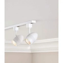 1-Light White Integrated LED Linear Round Back Track Lighting Head by Hampton Bay -Hampton Bay Sales white hampton bay track lighting heads 804609 1f 1000