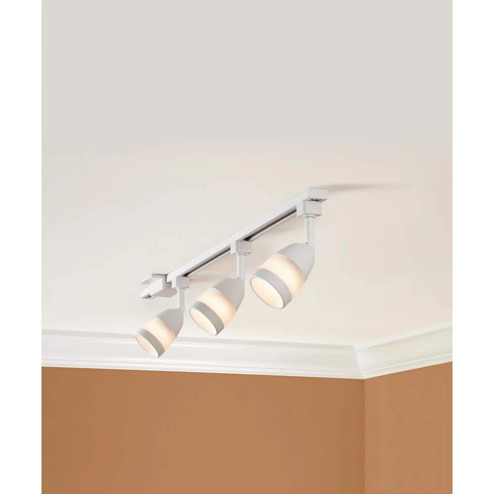44 in. 3-Light White Integrated LED Linear Track Lighting Frosted Middle Glass Kit by Hampton Bay 4 44 in. 3-Light White Integrated LED Linear Track Lighting Frosted Middle Glass Kit by Hampton Bay - Image 4