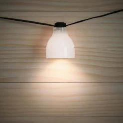 Outdoor/Indoor 10.6 ft. Plug-In Type G Bulb String Light with 8 White Glass Shades by Hampton Bay -Hampton Bay Sales white shades black wire hampton bay string lights c5582 1f 1000