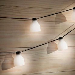 Outdoor/Indoor 10.6 ft. Plug-In Type G Bulb String Light with 8 White Glass Shades by Hampton Bay -Hampton Bay Sales white shades black wire hampton bay string lights c5582 4f 1000