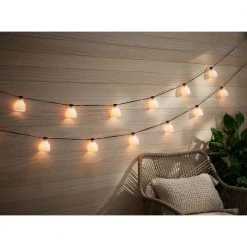 Outdoor/Indoor 10.6 ft. Plug-In Type G Bulb String Light with 8 White Glass Shades by Hampton Bay