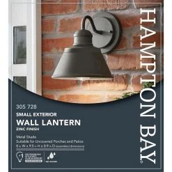 1-Light Zinc Outdoor Wall Barn Light Sconce Lantern by Hampton Bay -Hampton Bay Sales zinc hampton bay outdoor sconces hsp1691a 44 1000
