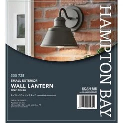 1-Light Zinc Outdoor Wall Barn Light Sconce Lantern by Hampton Bay -Hampton Bay Sales zinc hampton bay outdoor sconces hsp1691a 66 1000