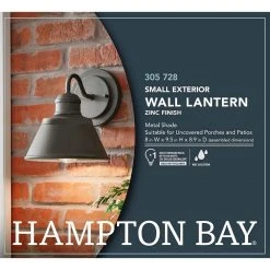 1-Light Zinc Outdoor Wall Barn Light Sconce Lantern by Hampton Bay -Hampton Bay Sales zinc hampton bay outdoor sconces hsp1691a 76 1000