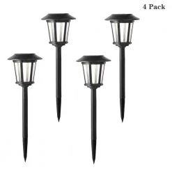Old World Solar Gray Integrated LED Path Light (4-Pack) by Hampton Bay